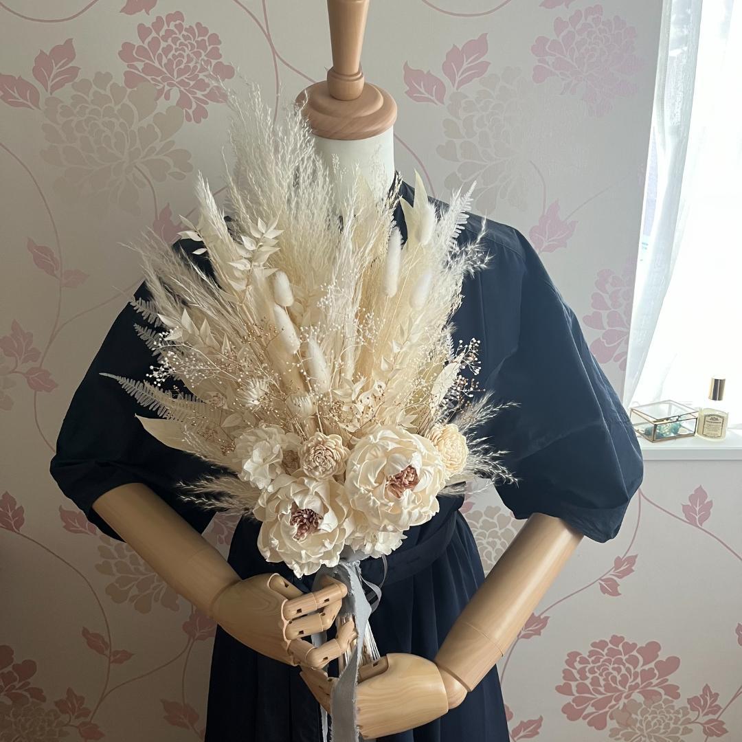 長さ約60cm・ホワイト＆少しゴールドのロングswag LLふっくらタイプ