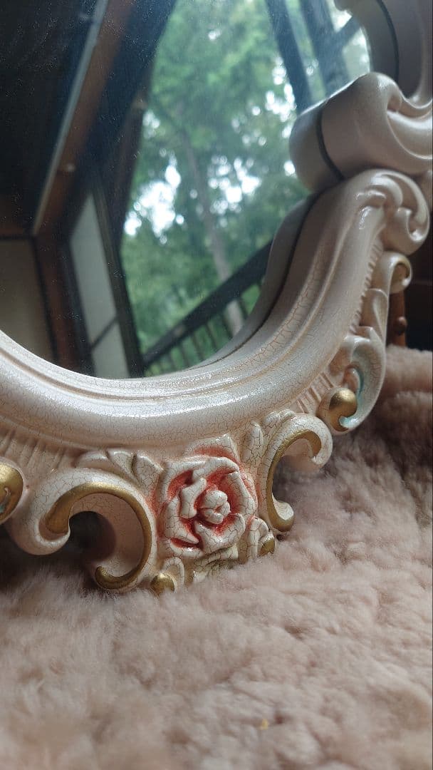 バロックスタイル 壁掛け鏡 オーバル型 エンジェル 大判サイズ