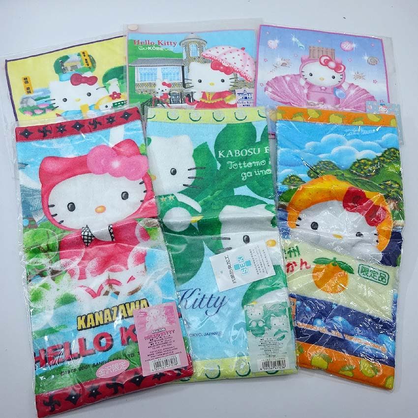 【q-124s/k】 ハローキティ　ハンカチ　41枚　ご当地　未使用品