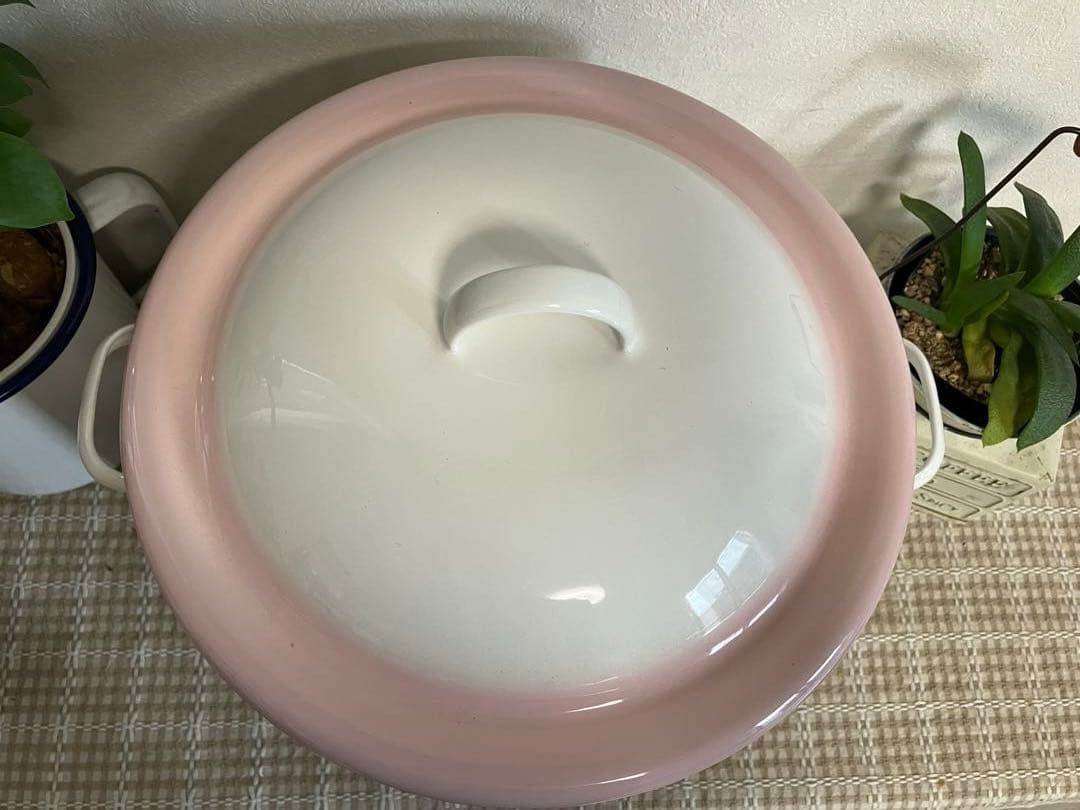 ③imane イマン日本製 ホーローキャニスター ストッカー　丸型 ローズ薔薇