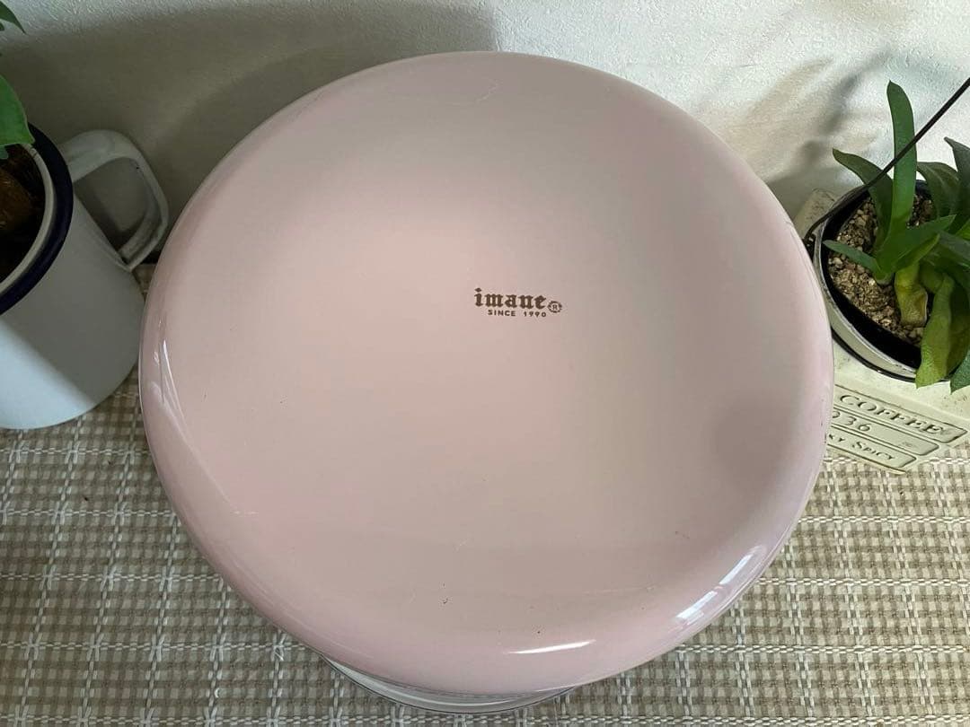 ③imane イマン日本製 ホーローキャニスター ストッカー　丸型 ローズ薔薇