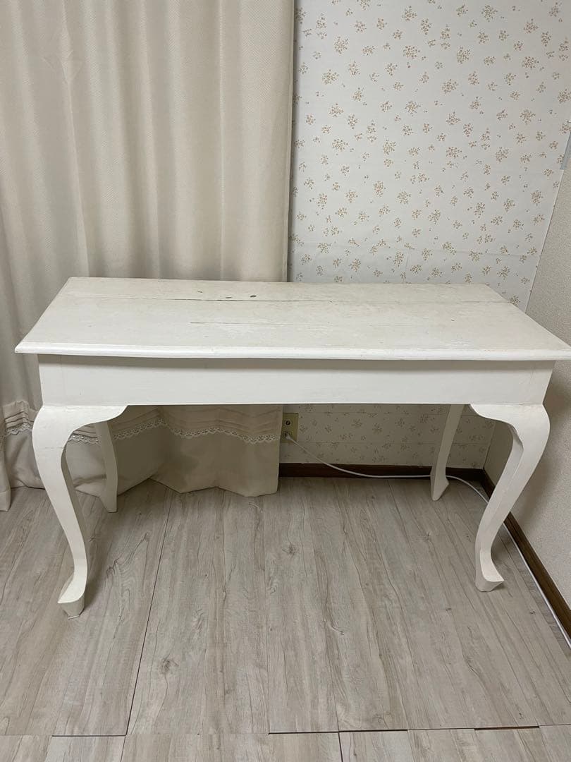 デスク　アンティーク　白　ホワイト　シャビーシック　猫脚　机　フレンチ