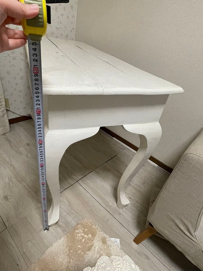 デスク　アンティーク　白　ホワイト　シャビーシック　猫脚　机　フレンチ