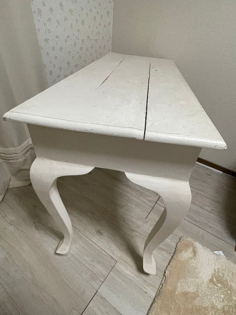 デスク　アンティーク　白　ホワイト　シャビーシック　猫脚　机　フレンチ