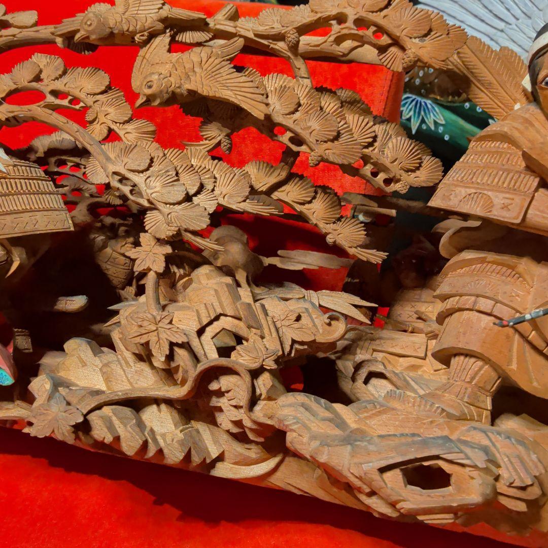 超絶技巧 淡路彫り だんじり 山車 木彫 彫刻 欄間 馬 彫刻 家具 現状品