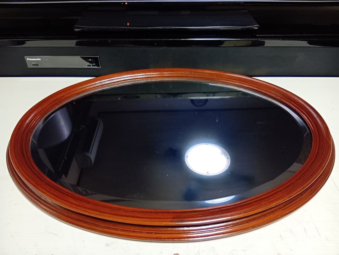 クラシックスタイル 木製壁掛け鏡 楕円形