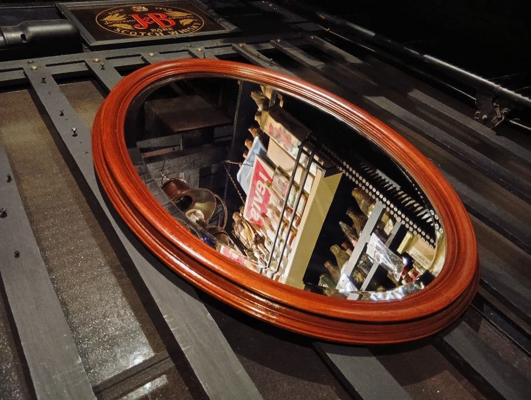 クラシックスタイル 木製壁掛け鏡 楕円形