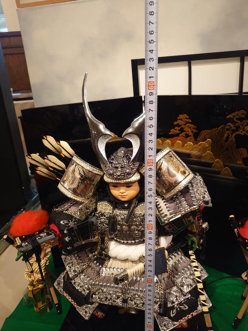 ●五月人形セット●　出世鎧着武者　子供大将　かがり火付き（電気付き）