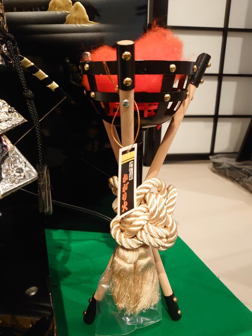 ●五月人形セット●　出世鎧着武者　子供大将　かがり火付き（電気付き）