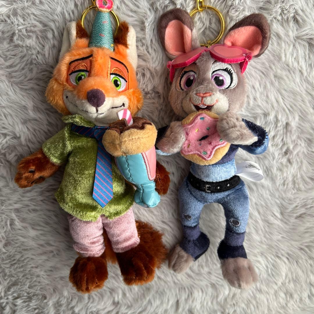 ズートピア10周年 ニック ジュディ ぬいぐるみキーホルダー キー
