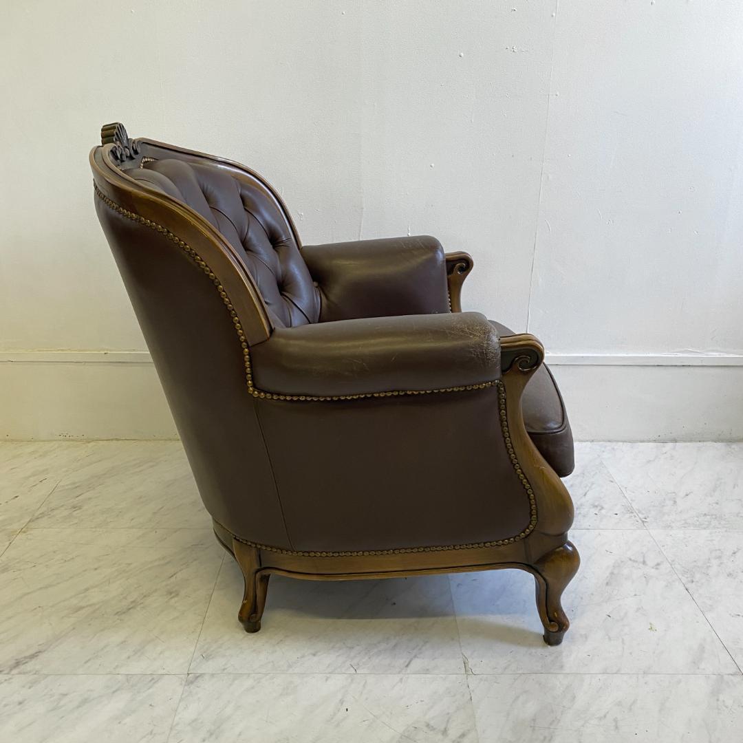 カリモク ヴィンテージ ドマーニ ルイ15ソファ 本革 レザー 希少