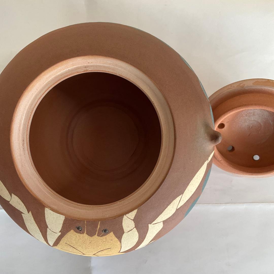 陶芸家 文化功労者、日本芸術院会員 今井政之作 象嵌彩窯変 蟹文香炉