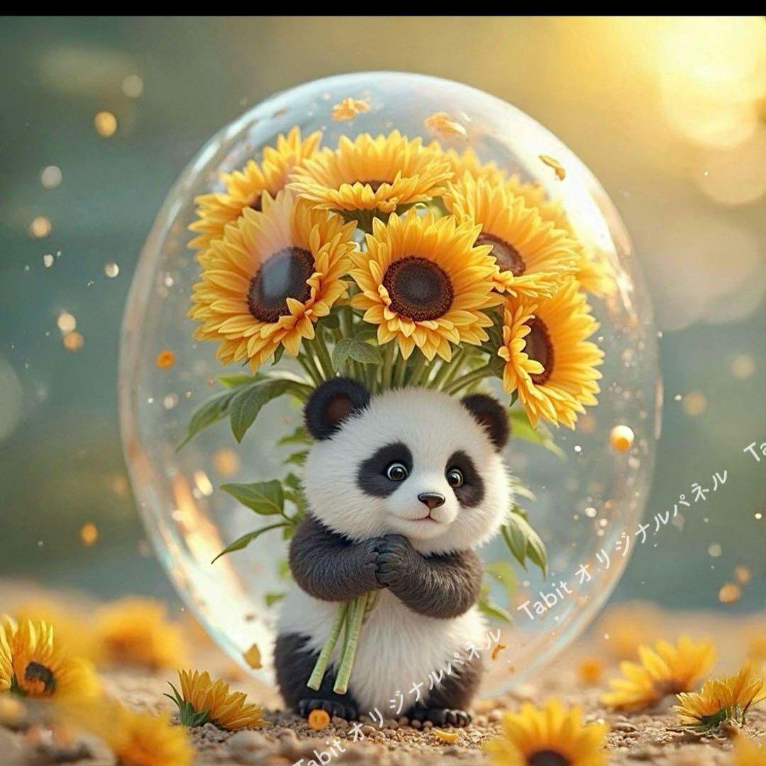 パンダ夏の準備パネル生地　ハンドメイド