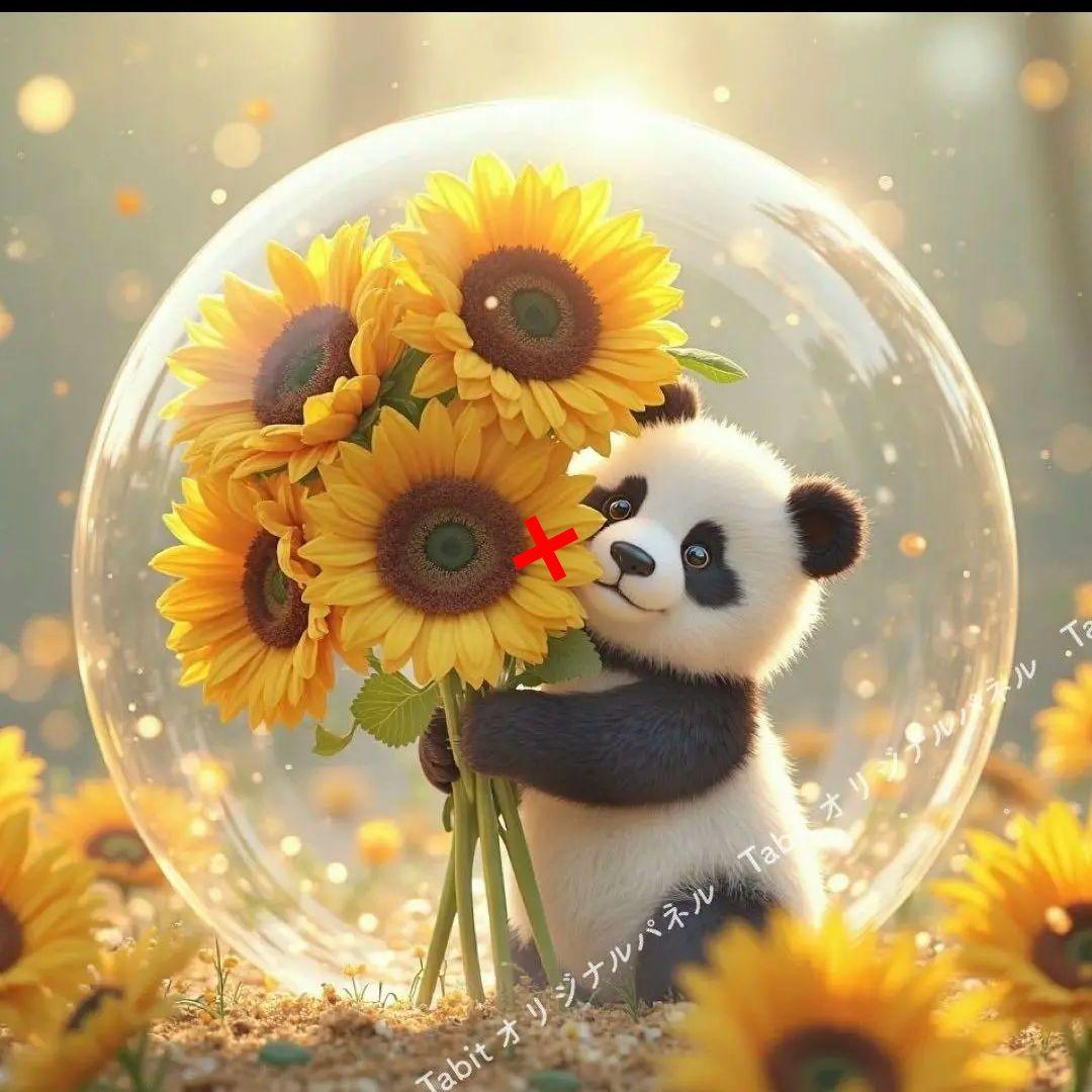 パンダ夏の準備パネル生地　ハンドメイド