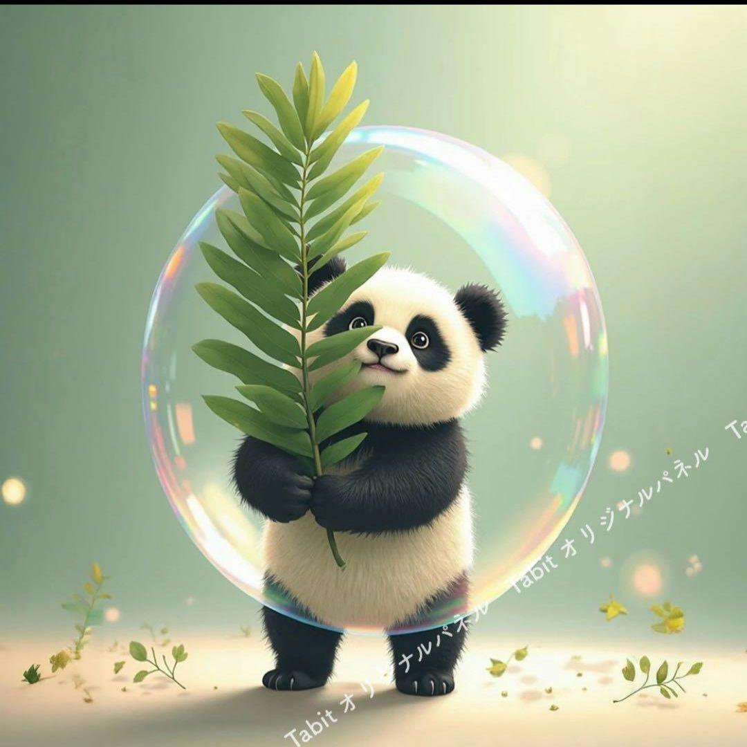 パンダ夏の準備パネル生地　ハンドメイド