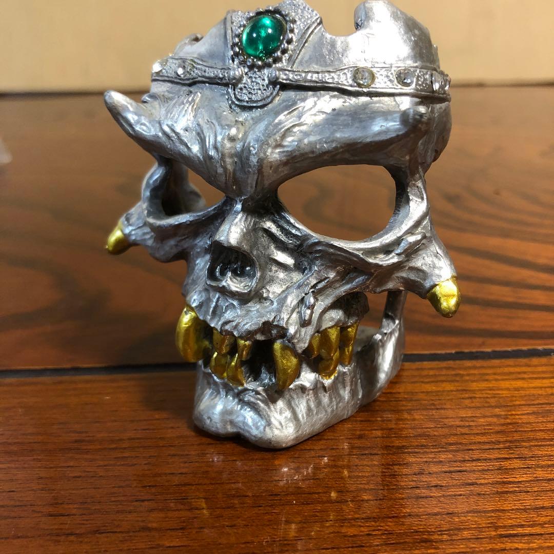 ドクロ 骸骨　置物　金属製