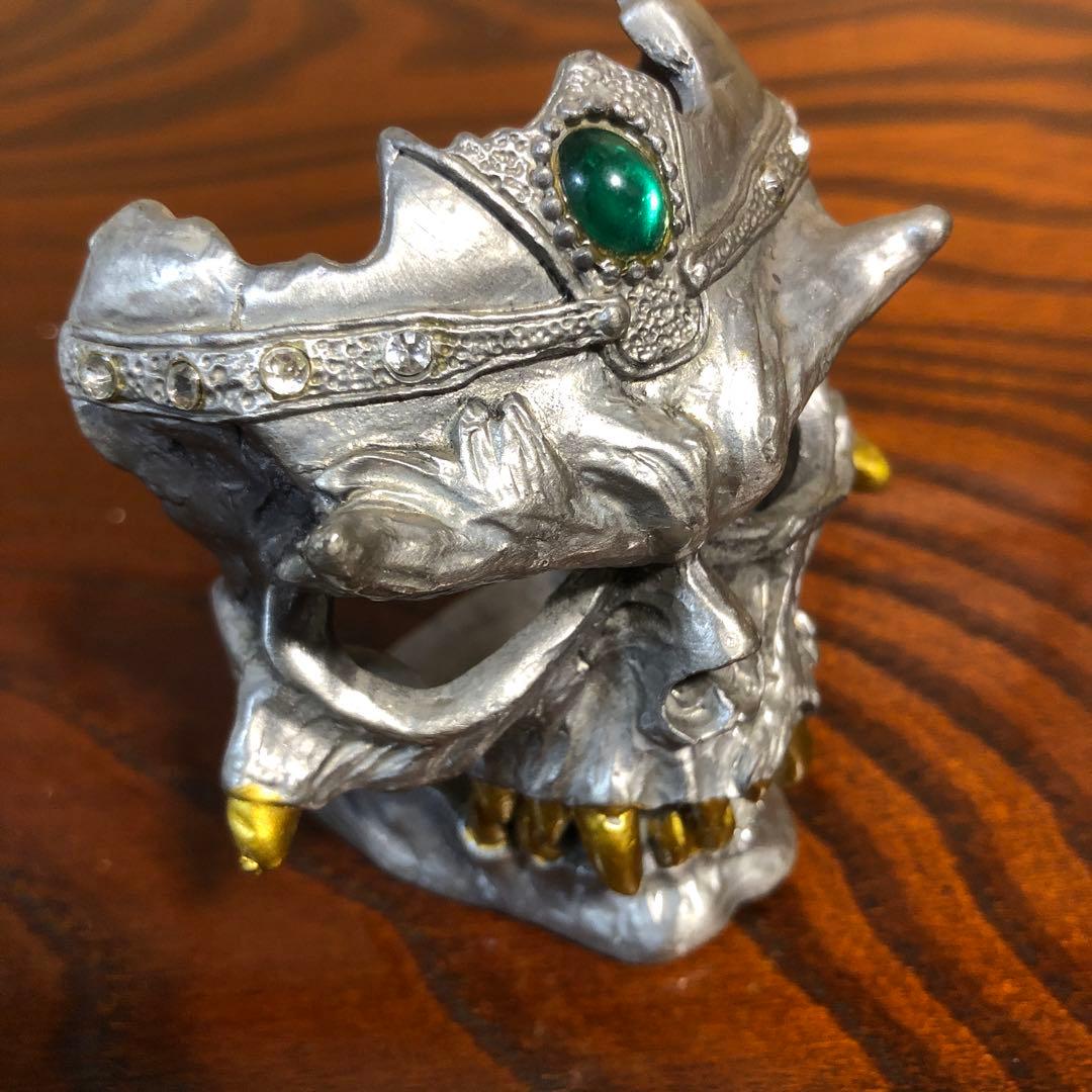 ドクロ 骸骨　置物　金属製