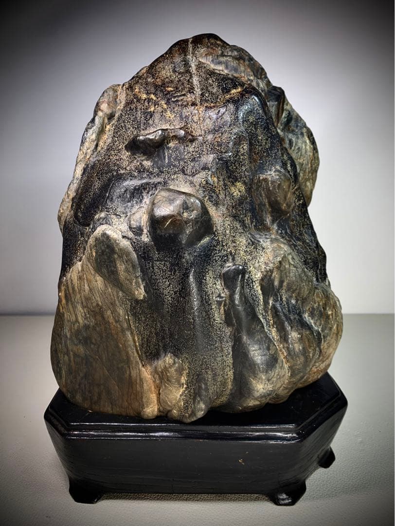 2602 瀬田川黒乱虎金梨地石  横22×高32(cm) 11.62kg