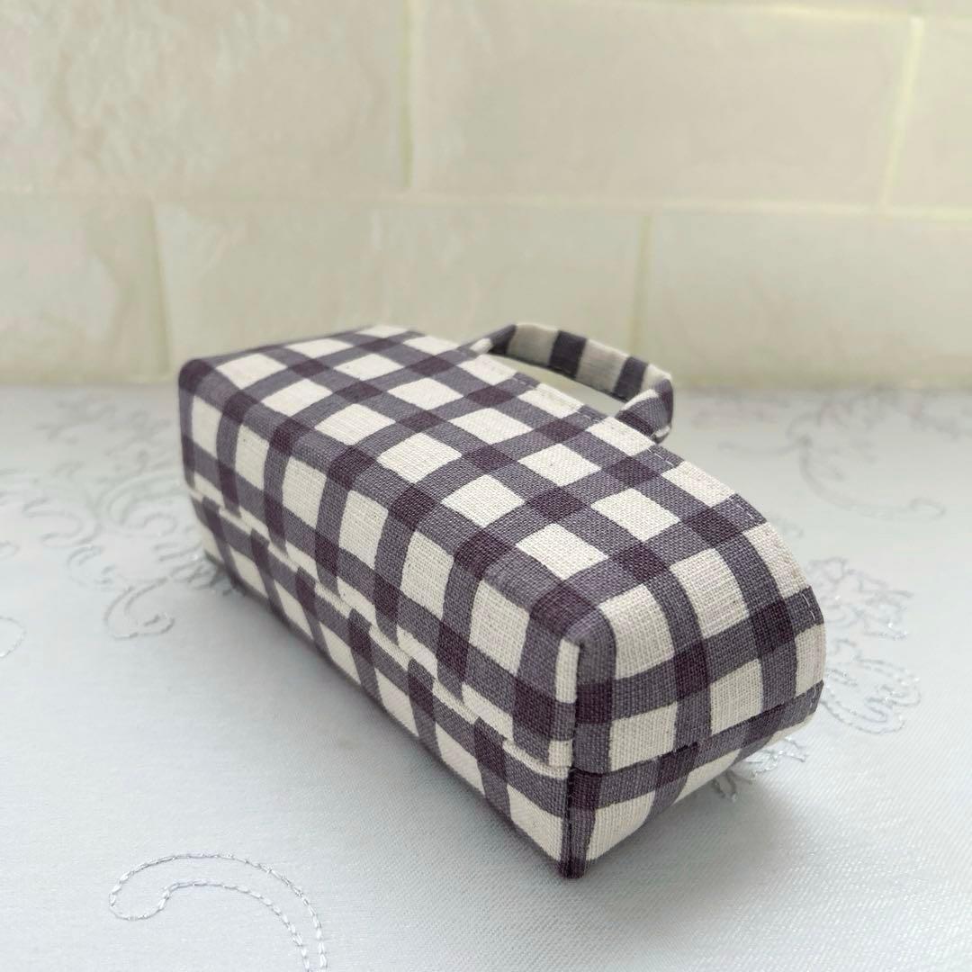 ミニ布バスケット メガネ置き メガネ入れ 小物入れ ✰ チェック/くすみ