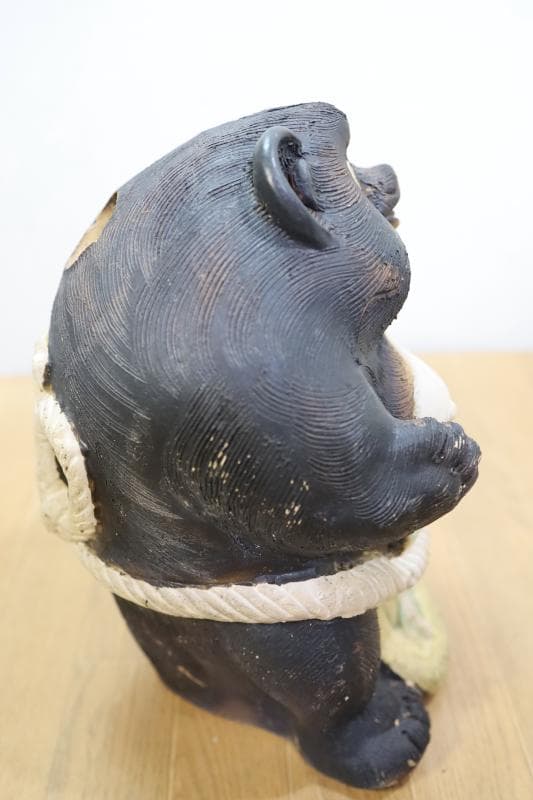 展示品◆信楽焼　珍しい横綱狸　置物　高さ40㎝