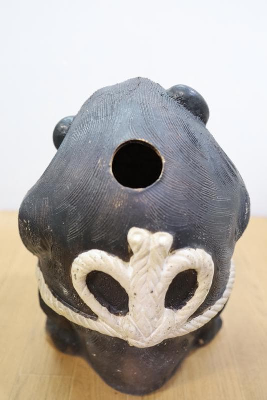 展示品◆信楽焼　珍しい横綱狸　置物　高さ40㎝