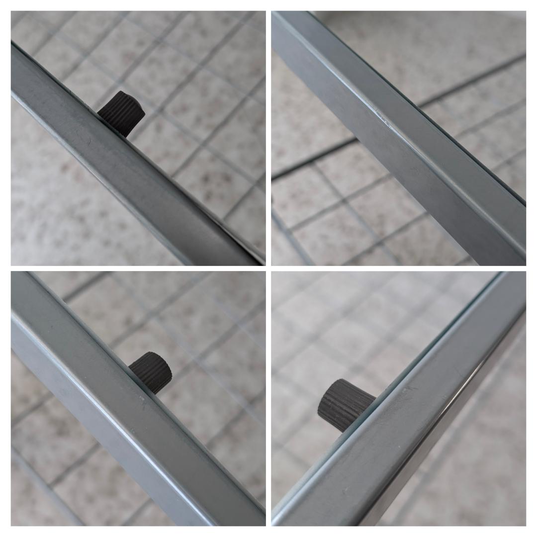 90s ビンテージ メタルフレーム ガラス テーブル スペースエイジ ポップ