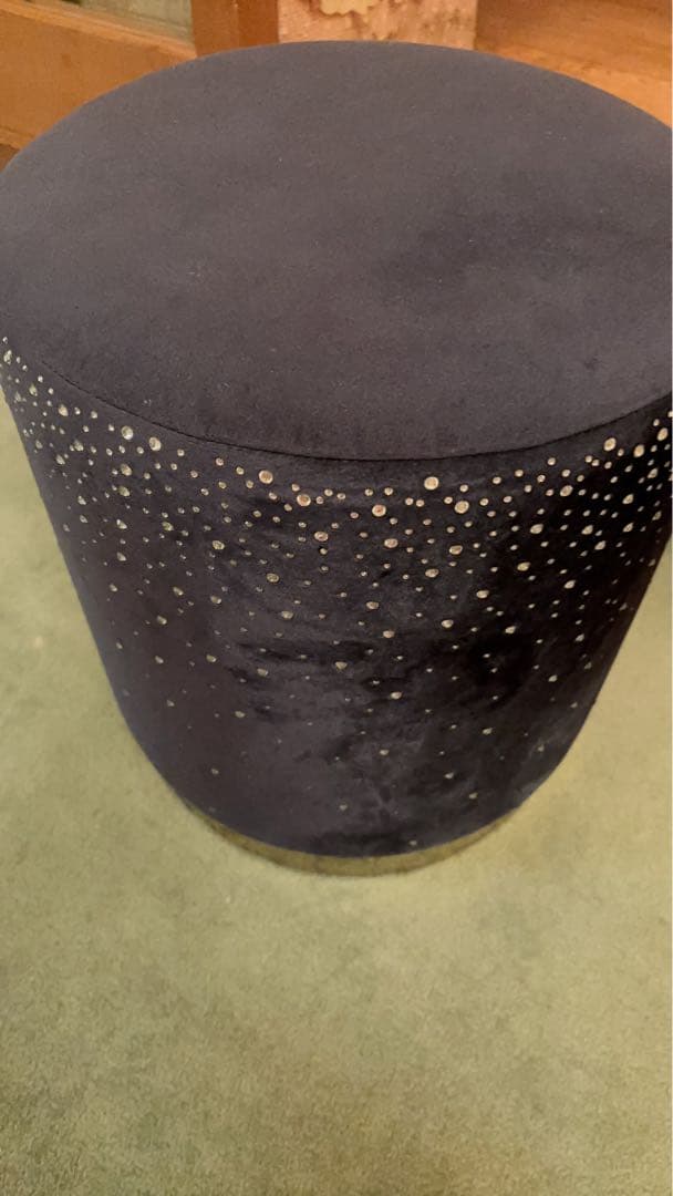 【美品】星空のジュエリースツール☆彡濃紺ネイビー×ゴールド脚のキラキララメの椅子