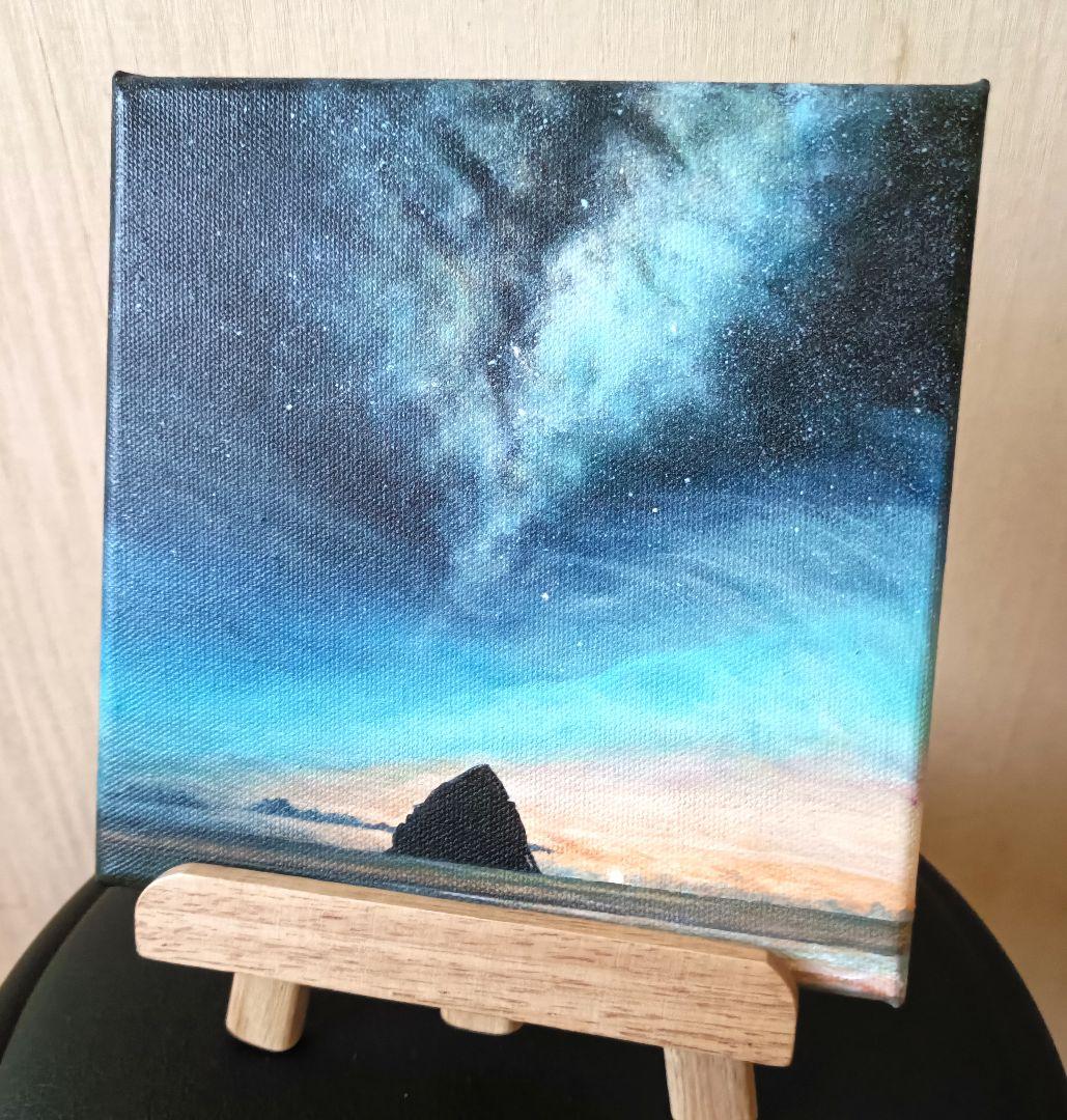 天の川とシルエット　スクエア絵画
