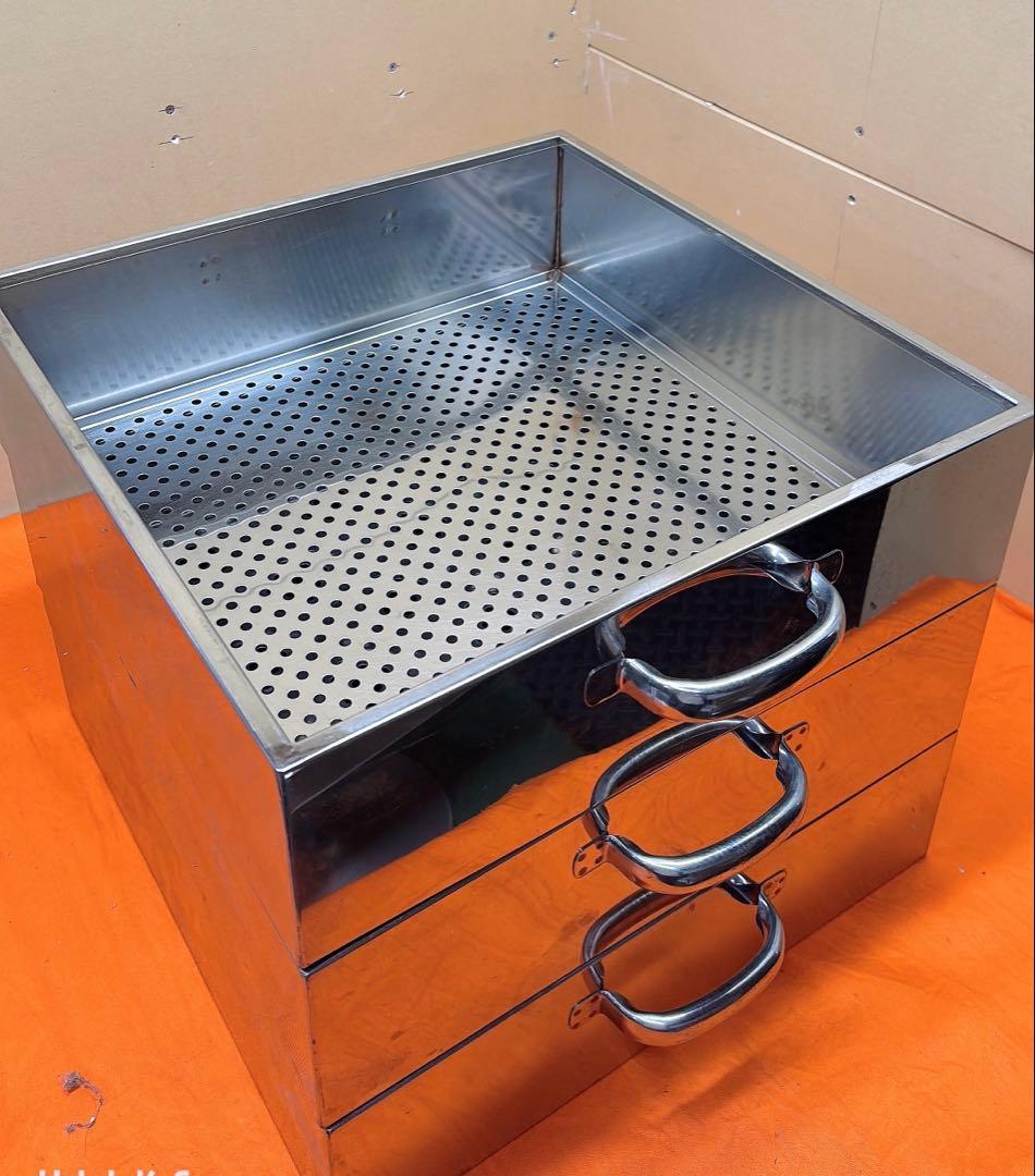 【中古】ステンレス製 業務用 蒸し器 3段 大型 蒸し鍋 即買い❌