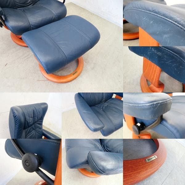 美品■総革■エコーネス■ストレスレスチェア■ウイング■リングライニングチェア