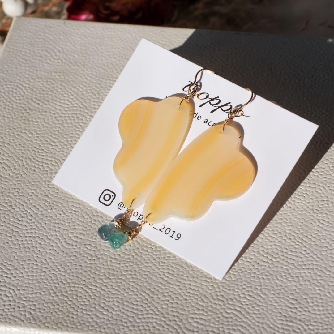 14kgfアイリスアゲートフェザーピアス/イヤリング