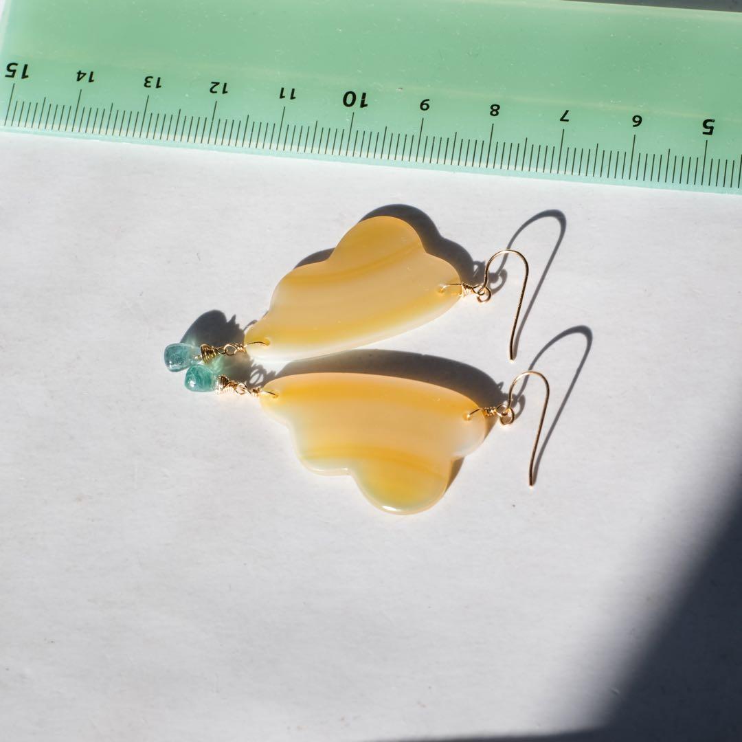 14kgfアイリスアゲートフェザーピアス/イヤリング