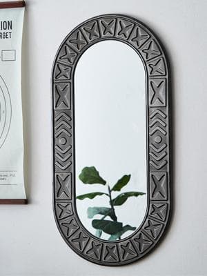 壁掛け ミラー だ円 壁飾り ミラー アイアン 男前 飾り ウォールデコ 鏡