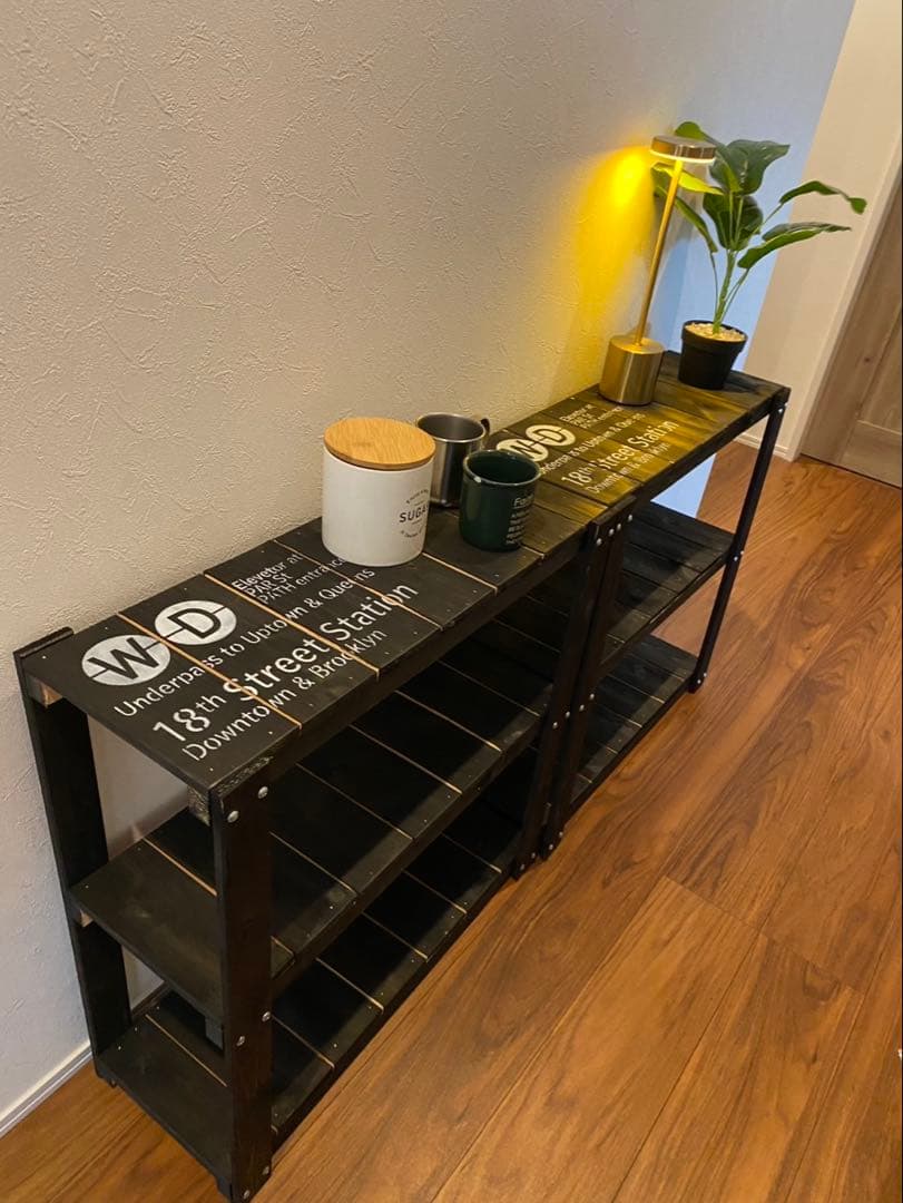 3段ラック　靴棚　飾り棚　ブルックリン