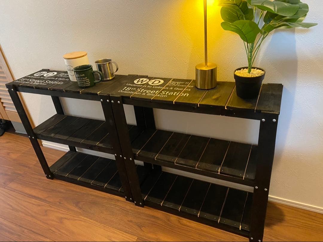 3段ラック　靴棚　飾り棚　ブルックリン