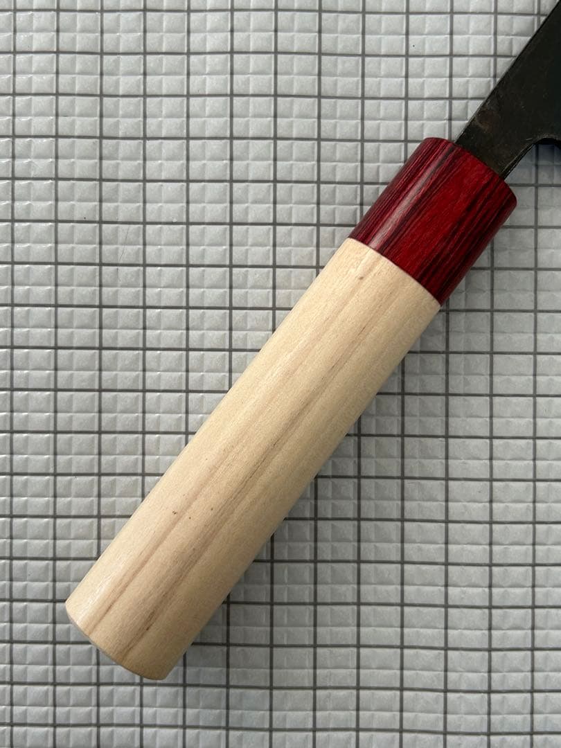 包丁 菜切包丁 菜切 ダマスカス 安来鋼青紙２号 165mm 黒打ち 朴丸柄 ①