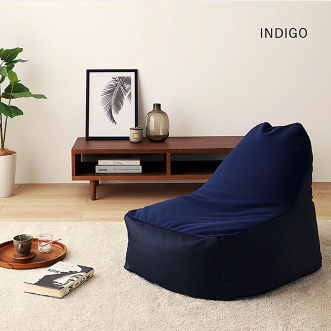 B 新品 ビーズソファ 単品 インディゴ ビーズクッション 1人掛け 大きい