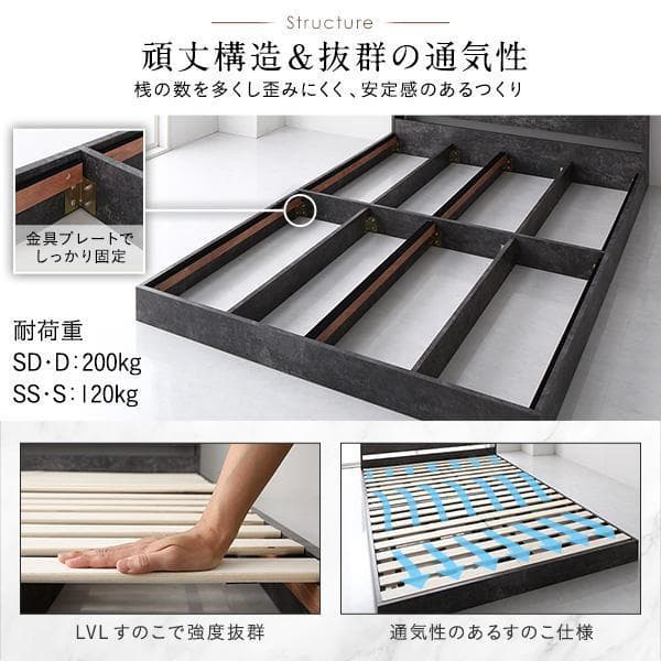 ベッド セミダブル コイルマットレス付き ストーングレー ds-2499917