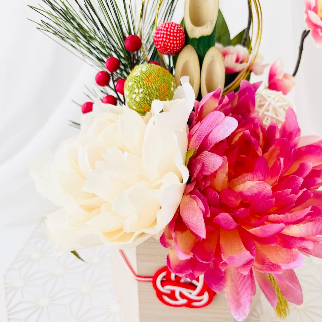 お正月飾り 門松 ハンドメイド 和モダン 菊 梅 ちりめん細工 大 246