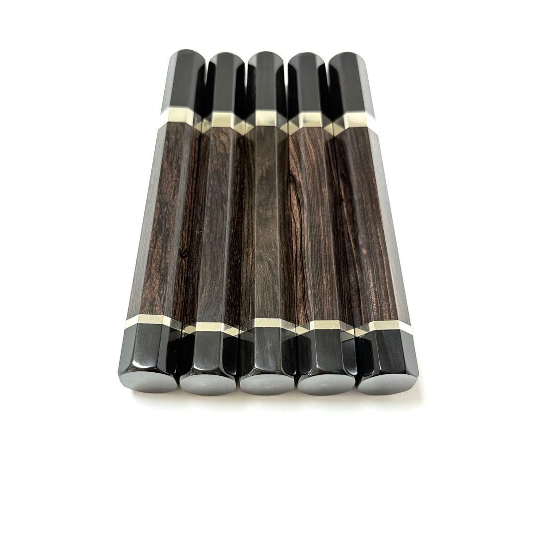 5本セット 二段銀巻 黒水牛 フグ引き270 黒檀八角柄 フグ引き9寸 包丁の柄