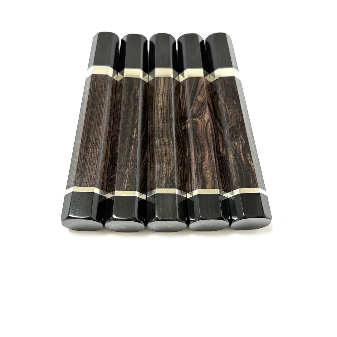5本セット 二段銀巻 黒水牛 フグ引き270 黒檀八角柄 フグ引き9寸 包丁の柄