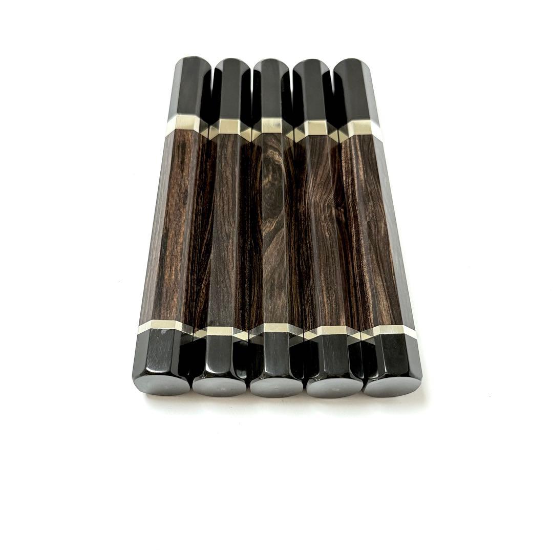 5本セット 二段銀巻 黒水牛 フグ引き270 黒檀八角柄 フグ引き9寸 包丁の柄
