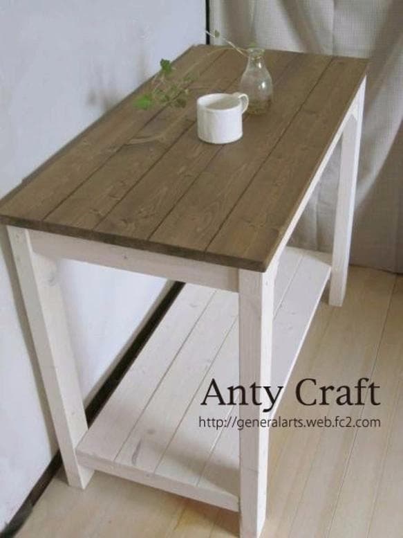 【引取可能】作業台（棚付き） キッチン台 PC台 ミシン台 幅90cm UN/W