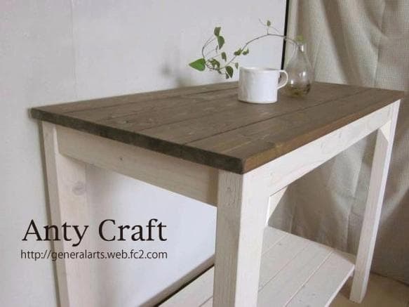 【引取可能】作業台（棚付き） キッチン台 PC台 ミシン台 幅90cm UN/W