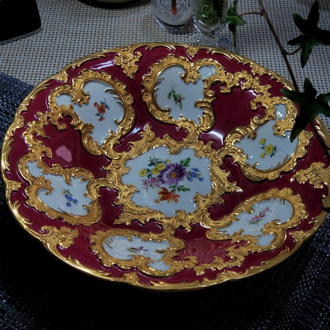 ✨古マイセン　アンティーク マイセン 大皿　ボウル　深皿　飾り皿　本金彩