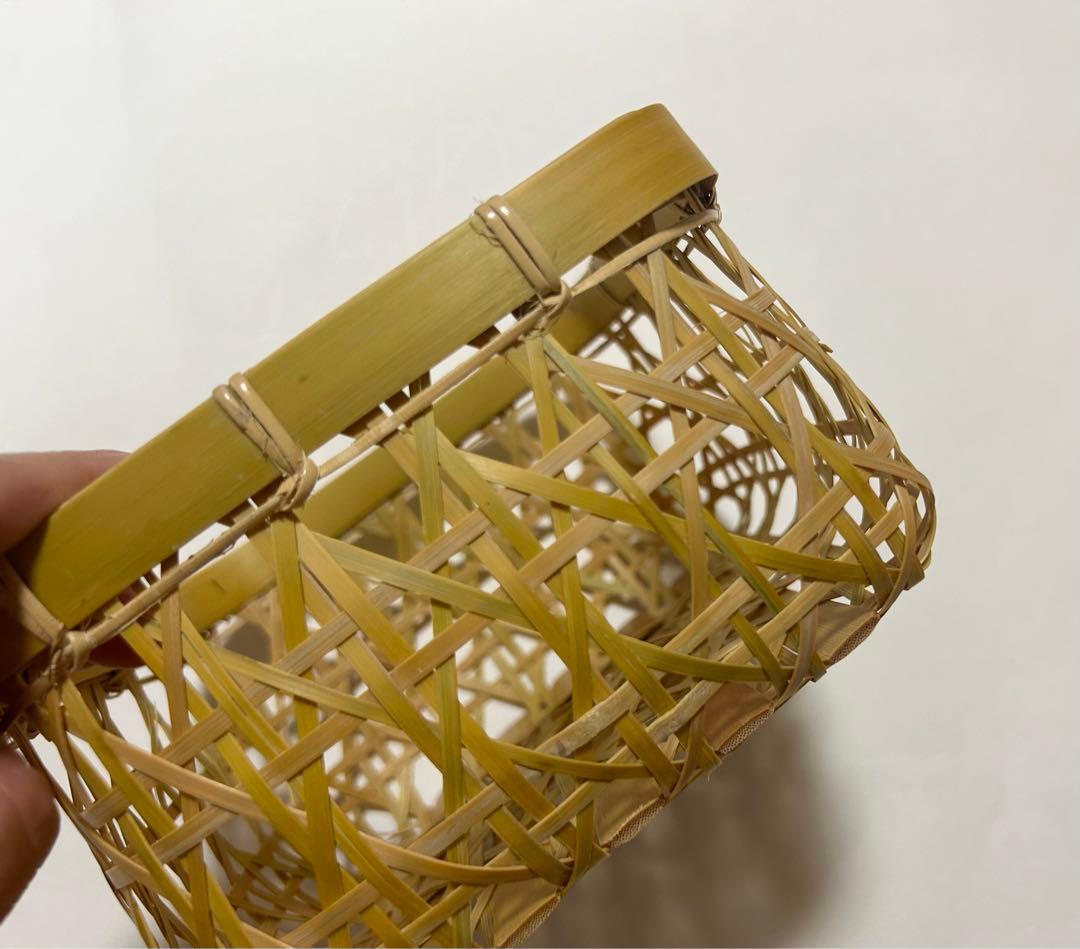 ＊2個セット＊手編み竹かごバスケット（新品未使用）直径約17センチ高さ約9センチ