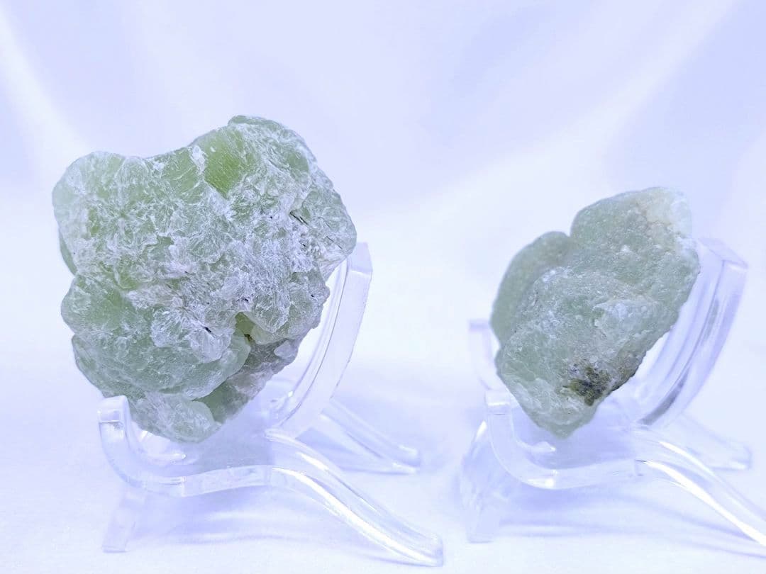 コンゴ産　プレナイト　原石　標本　エピドート 共生　2個セット　ぶどう石　天然石