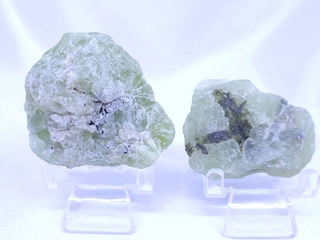 コンゴ産　プレナイト　原石　標本　エピドート 共生　2個セット　ぶどう石　天然石