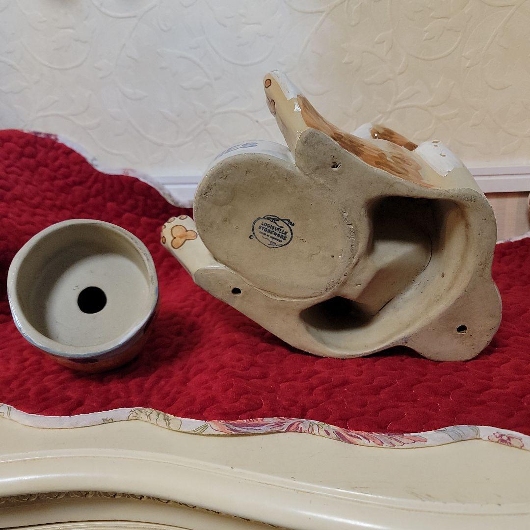 米国　ヴィンテージ　キャットフィーダー　猫の置物 　ルイビルストーンウエア　レア