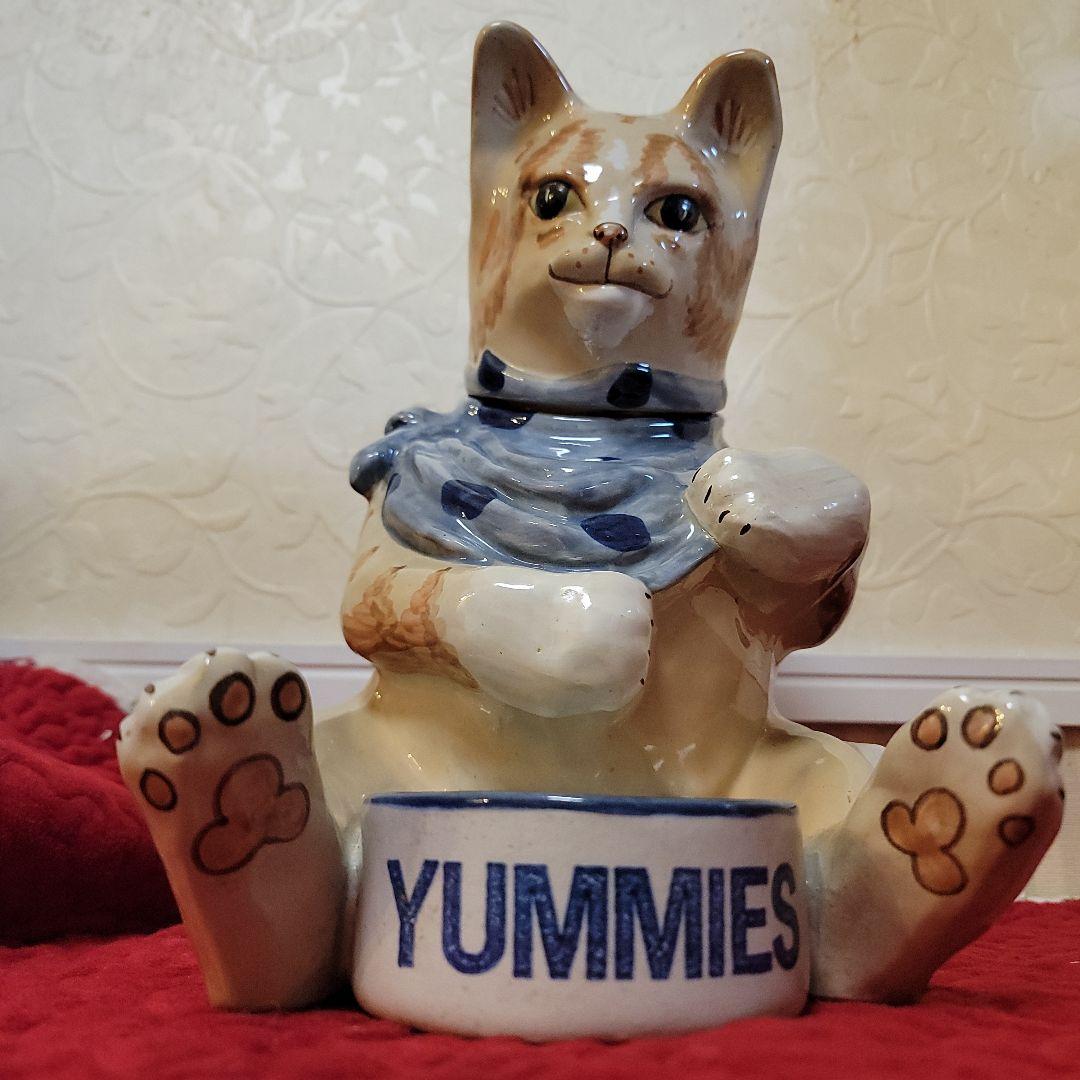 米国　ヴィンテージ　キャットフィーダー　猫の置物 　ルイビルストーンウエア　レア